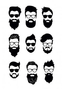 Premium Vector | Beard man barber shop logo vector illustration Hairstyles Wallpaper, Barba Hipster, Beard Silhouette, Beard Cartoon, Movember Mustache, Different Haircuts, Beard Illustration, Vintage Beard, Beard Logo