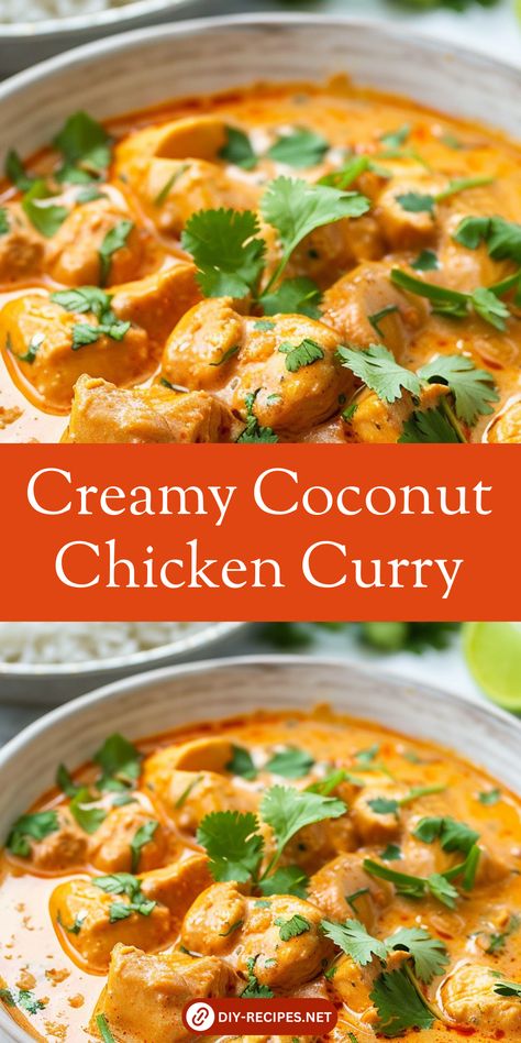 Savor the flavors of creamy Coconut Chicken Curry. Perfectly spiced with curry powder and enriched with coconut milk for a hearty meal. Curry And Coconut Milk Recipes, Recipes Using Curry Powder, Meals With Coconut Milk, Curry Dishes Indian, Thai Coconut Chicken Curry Recipe, Creamy Coconut Chicken Curry, Mild Curry Recipes, Chicken Coconut Milk Curry, Non Spicy Curry Recipe