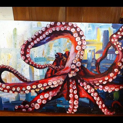 i need this for my living room                                                                                                                                                                                 More Octopus Painting Acrylic, Octopus Artwork, Seafood Art, Annie Walker, Aquatic Art, Octopus Painting, Sea Life Art, Posca Art, Octopus Art