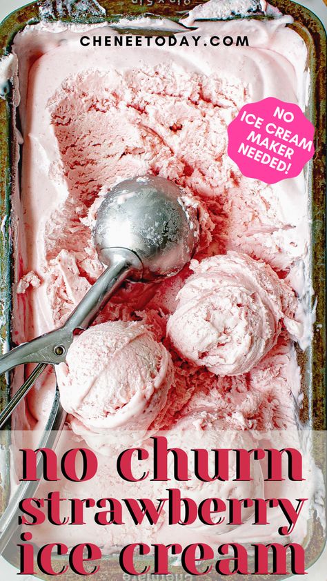 Condensed Milk Ice Cream Recipe, No Churn Strawberry Ice Cream, Condensed Milk Ice Cream, Frozen Treats Recipes, Homemade Strawberry Ice Cream, Ice Cream Recipes Machine, Strawberry Ice Cream Recipe, Ice Creamery, Sorbet Ice Cream