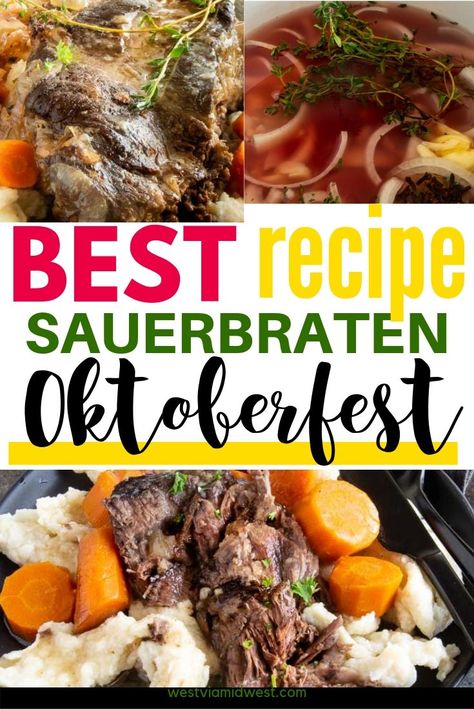 Crockpot Sauerbraten German Recipes, Easy German Food Recipes Crock Pot, Saurbraten Recipe Slow Cooker, Slow Cooker German Recipes, Crockpot Sauerbraten, German Spices, Sauerbraten Recipe Slow Cooker, Octoberfest Recipes, German Pot Roast