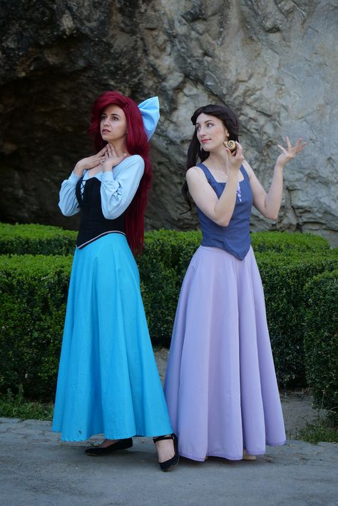 Ariel And Vanessa Halloween Costume, Ariel Village Dress, Ariel And Ursula Costume, Ariel And Vanessa Costume, Vanessa Little Mermaid Costume, Disney Cosplay Women, Ariel And Vanessa, Ariel Costume Women, Little Mermaid Inspired Outfit