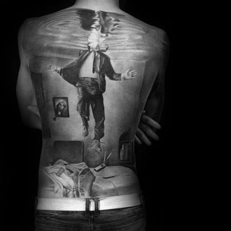 50 Reflection Tattoo Ideas For Men - Mirrored Designs Tattoo Ideas Back, Reflection Tattoo, Mirror Tattoos, Water Lily Tattoos, Dna Tattoo, Hyper Realistic Tattoo, Full Tattoo, Back Piece Tattoo, Tattoo Back