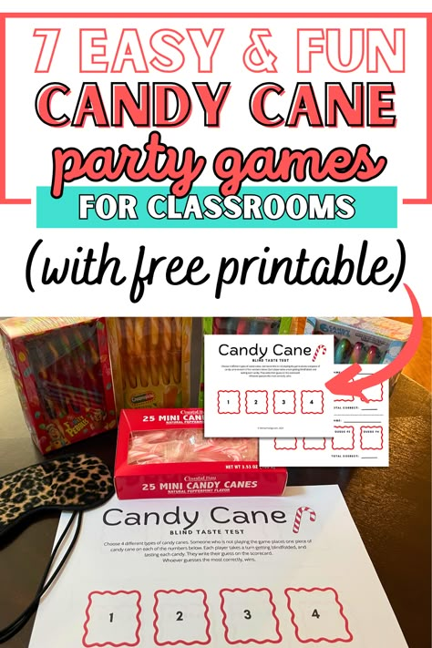 Easy & fun Candy Cane Party games - great party games for the classroom, for Christmas parties, for kids, preteens, elementary and middle school students. Candy Land Math Game, Christmas Party For School, Christmas Class Parties, Candy Cane Toss Game, Kids Christmas Games For School, Elementary Christmas Games, Minute To Win It Games For Kids Christmas, Candy Cane Olympics, Candy Cane Games For Kids