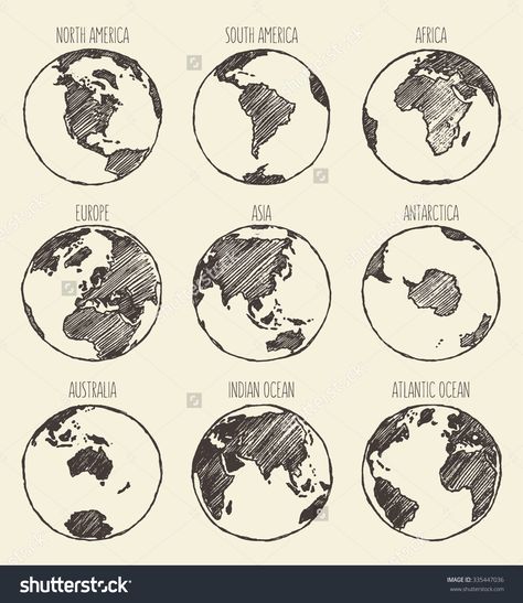 World Globe Tattoos, Globe Tattoo, Africa Drawing, Globe Drawing, Australia Tattoo, Globe Tattoos, Earth Tattoo, Map Sketch, Pencil Sketches Easy