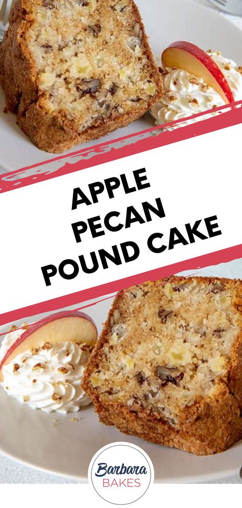 Apple Pie Pound Cake Recipe, Apple Pound Cake Recipes Moist, Apple Coconut Cake, Apple Pie Pound Cake, Apple Pound Cake Recipes, Cinnamon Pecan Pound Cake, Apple Pecan Spice Cake, Fall Pound Cake, Apple Pecan Pound Cake