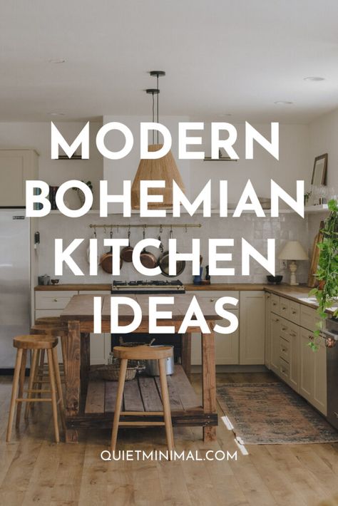 Modern Bohemian Kitchen Ideas, Bohemian Kitchen Design, Small Boho Kitchen, Bohemian Kitchen Ideas, Modern Bohemian Kitchen, Bohemian Kitchens, Boho Modern Kitchen, Small Kitchen Colors, Modern Boho Kitchen