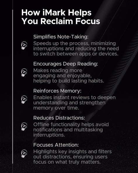 . Feeling like your attention is being stolen? 📖✨ iMark helps you reclaim focus by simplifying note-taking, reducing distractions, and making reading more engaging. Inspired by insights from Stolen Focus, discover how iMark can transform your focus and productivity! 🚀 #stolenfocus #socialmediaoverload #detoxi #productivity Stolen Focus, Reading More, Note Taking, Speed Up, Like You, Read More, Encouragement, Reading, Feelings