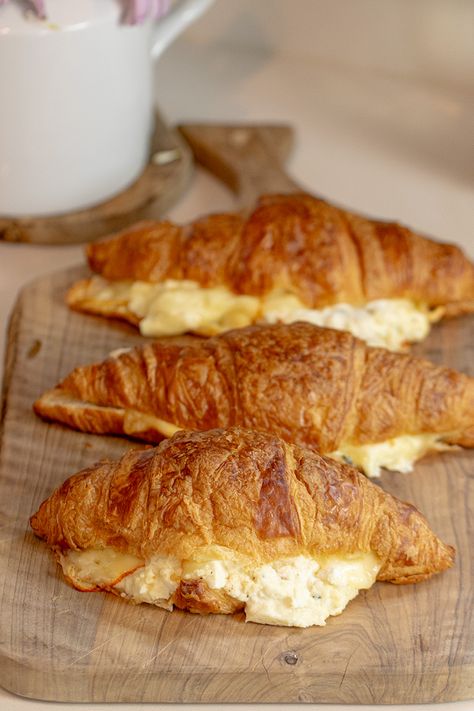 Tiropita Croissants - Dimitras Dishes Cheese Croissant Recipe, Dimitras Dishes, Greek Dinners, Cheese Croissant, Croissant Sandwich, Cheese Crescent Rolls, Muenster Cheese, Croissant Recipe, Parchment Paper Baking