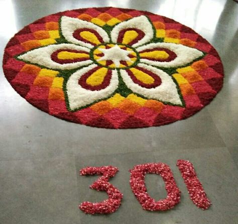 Salt Rangoli Design, Atha Pookalam Designs, Flower Carpet Design Onam, Onapookalam Designs, Pookkalam Designs Onam, Pookkalam Designs Onam Simple, Rangoli Designs Flower Simple, Floral Rangoli Designs Flower, Floral Rangoli Designs