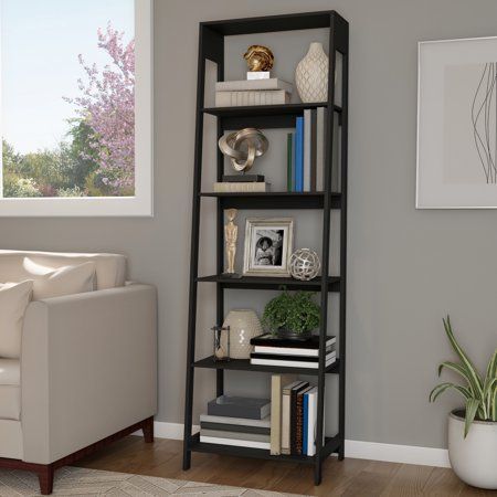 Displaying Books, Ladder Bookshelf, Wooden Bookcase, Living Room Shelves, Room Shelves, Ladder Shelf, Standing Shelves, Decorating Shelves, Living Room Bathroom