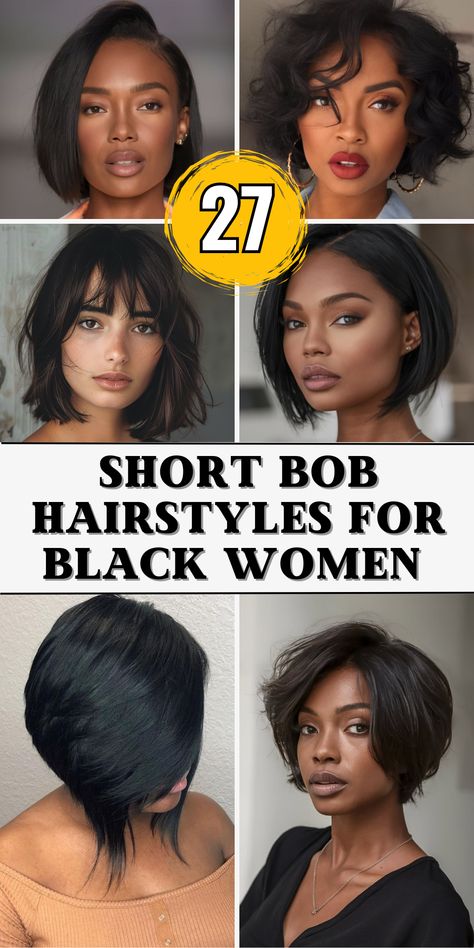 Discover your perfect short bob hairstyle for 2024 with our curated collection for black women. From natural hair to wigs, these bobs offer a range of styles to suit every preference. These short bob hairstyles for black women include options for curly, straight, and braided looks, with the ability to enhance with red dye, highlights, or quick weaves. Dye Highlights, Bob Hairstyles For Black Women, Curled Hair With Braid, Weave Bob, Modern Bob Haircut, Natural Dark Hair, Latest Bob Hairstyles, Quick Weaves, Quick Weave Bob