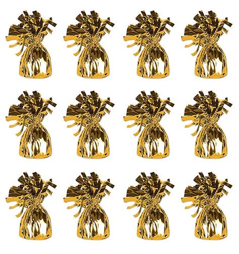 Amazon.com: SRENTA 5.5" Gold Metallic Wrapped Balloon Weights for Birthday Party Decoration, Pack Of 12: Toys & Games Balloon Weights Diy, Diy Ballon, Gold Confetti Balloons, Balloon Weights, Metallic Balloons, Plastic Table Covers, Gold For Sale, Balloon Pump, Vintage Cufflinks