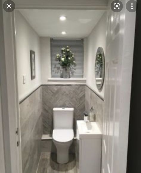 Half Bathroom Lighting, Small Half Bathroom Ideas, Small Toilet Decor, Full Bathroom Ideas, Small Full Bathroom Ideas, Small Half Bathrooms, Small Half Bathroom, Wc Decoration, Small Downstairs Toilet