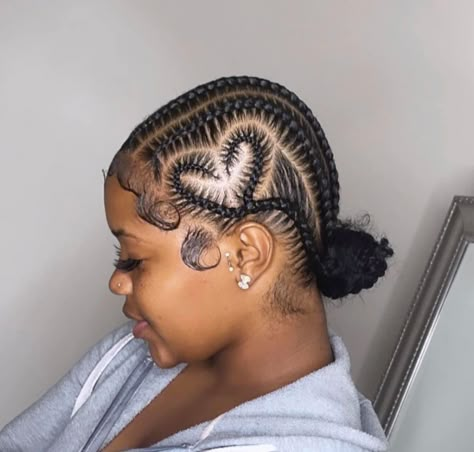 Cornrows With Heart, Heart Braids, Light Purple Hair, Braids Ideas, Feed In Braids Hairstyles, Cute Braided Hairstyles, Braided Cornrow Hairstyles, Quick Braided Hairstyles, Box Braids Styling