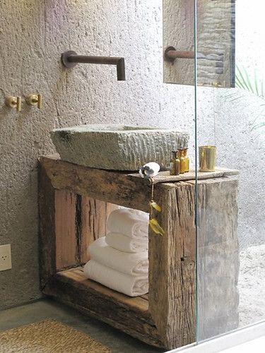 Rustic Small Bathroom Ideas, Rustic Powder Room, Modern Wooden Furniture, Makeover Kamar Mandi, Rustic Bathroom Designs, Creative Bathroom, Modern Farmhouse Bathroom, Wooden Bathroom, Rustic Bathrooms