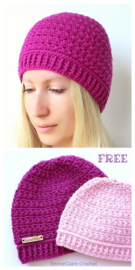 Star Stitch Hat Free Crochet Patterns + Video - DIY Magazine Star Stitch Hat Crochet Pattern, Star Stitch Beanie Crochet, Crochet Star Stitch Hat, Horizontal Puff Stitch Crochet, Star Stitch Crochet Hat, Free Crochet Patterns For Beanies, Crochet Adult Hat Free Pattern, Adult Crochet Beanie Free Pattern, Free Crochet Hat Patterns Easy