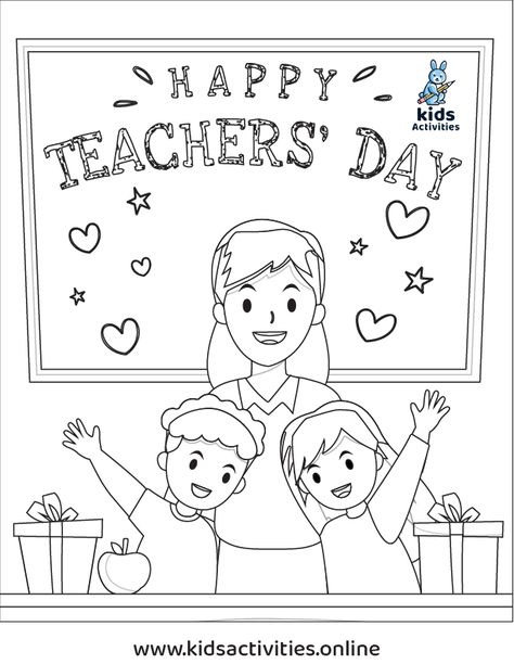 Free Printable Teacher's Day coloring pages for Preschoolers ⋆ Kids Activities Happy Teachers Day Art And Craft, Happy Teacher's Day Drawing, Teachers Day Coloring Pages, Happy Teachers Day Coloring Pages, Teachers Day Activity For Preschool, Printable Teachers Day Card, Poster For Teachers Day, Teachers Day Drawing For Kids, Teachers Day Poster Drawing