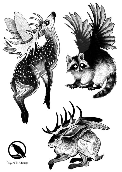 Spooky Animal Tattoos, Gothic Animal Tattoo, Hissing Cat Tattoo, Goth Animals, Journaling Materials, Ferret Tattoo, Dna Tattoo, Capricorn Tattoo, Tattoo Portfolio