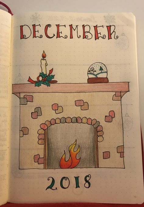 December Drawings Easy, December Journal Ideas Cover, Things To Draw Christmas Themed, Cristmass Aesthetic Drawing, Things To Draw For Christmas, December Cover Page, December Drawings, December Bullet Journal Cover, Xmas Drawing Ideas