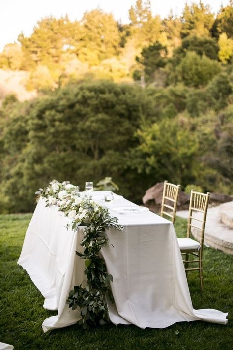 . Sweethearts Table, Grad Table, Romantic Backyard Wedding, Bride Groom Table, Romantic Backyard, Silver Wedding Cake, Sweetheart Table Wedding, Outdoor Wedding Inspiration, Wedding Reception Locations