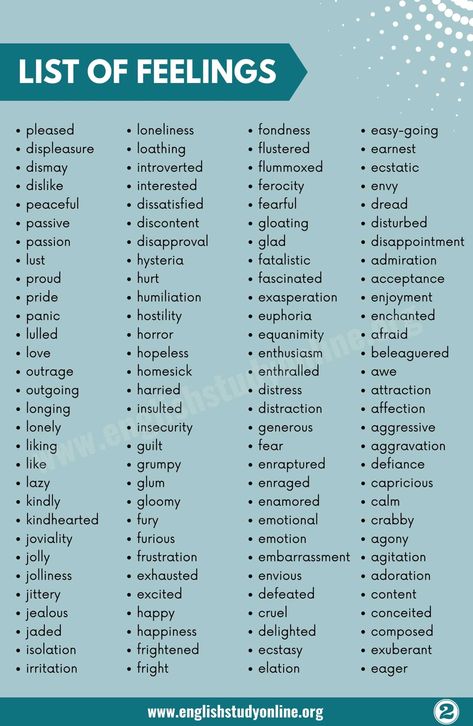 Best Feelings List, List Of Feelings And Emotions, Better Vocabulary Words, List Of Emotions Feelings Words, List Of Feelings, Feeling Words, Feeling Words List, Feelings List, Business Writing Skills