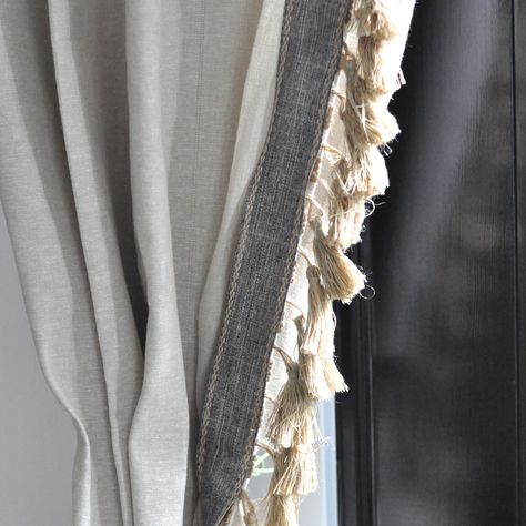 Trim Curtains, White Curtains Bedroom, Headboard Curtains, Curtain Trim, Homemade Curtains, Roman Curtains, Ikea Curtains, Yellow Curtains, Burlap Curtains