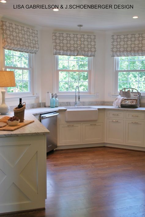 Kitchen Bay Window, U Shaped Kitchen, Kitchen Ceiling, Kitchen Window, Updated Kitchen, Kitchen Remodel Idea, Custom Kitchen, Kitchen Layout, Benjamin Moore