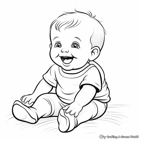 Baby Body Drawing, Baby Drawing Easy, Mother And Child Drawing, Baby Mehndi Design, Baby Sketch, Baby Cartoon Drawing, Baby Coloring Pages, Kindergarten Coloring Pages, Boy Coloring