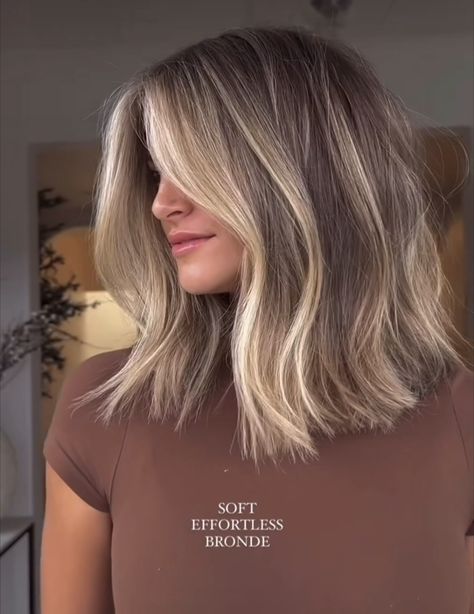 Ash Blonde Balayage Mid Length Hair, Root Smudge Brunette To Blonde Short Hair, Darker Blonde Short Hair, Cool Brown Lowlights In Blonde Hair, Dull Blonde Hair, Blonde To Bronde Short Hair, Short Rooted Blonde Hair, Subtle Balayage Brunette Short Hair, Shadow Root Blonde With Money Piece