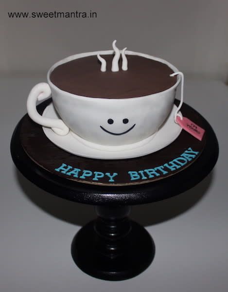 Tea Cup and saucer shaped designer 3D cake by Sweet Mantra - Customized 3D cakes Designer Wedding/Engagement cakes in Pune - http://cakesdecor.com/cakes/332096-tea-cup-and-saucer-shaped-designer-3d-cake Tea Lover Cake Design, Chai Cup, Tea Cakes Southern, Apple Tea Cake, Chocolate Tea Cake, Cinnamon Tea Cake, Customised Cakes, Tea Cake Cookies, Lemon Tea Cake