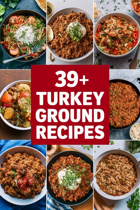 39+ Favorite Ground Turkey Recipes You’ll Love to Make for Dinner Tonight!...  Explore delicious ground turkey recipes that are perfect for dinner!... From savory turkey tacos to hearty meatloaf these meals are easy to make and full of flavor. Whether you're in the mood for a cozy casserole or zesty stir-fry these ideas will satisfy your family. Enjoy healthy cooking tonight!... https://ostrali.com/foodr/turkey-ground-recipes Turkey Hamburger Meat Recipes, Slow Cooker Recipes With Ground Turkey, How To Make Ground Turkey Taste Better, What To Cook With Ground Turkey, Ground Turkey Lunch, Ground Turkey Casseroles, What To Make With Ground Turkey, Recipes For Ground Turkey, Grinder Recipes