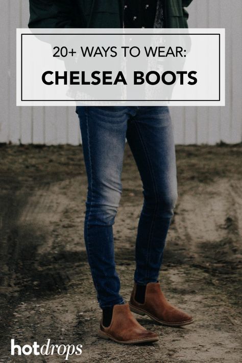 The stylist's guide to Chelsea boots for men #chelseaboots #outfitideas #menfashion Mens Aldo Boots, Men's Chelsea Boots Outfit, Men’s Brown Chelsea Boot Outfit, Tan Boots Outfit Men, Jean Shoes Outfit, Black Chealse Boots Men Outfit, Men’s Chelsea Boots, Tan Chelsea Boots Outfit Men, Men Chelsea Boots Outfit