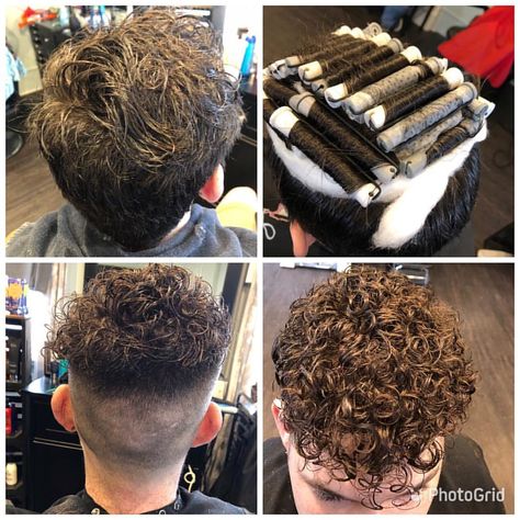 Man Perm, Permanent Curls, Boys Colored Hair, Short Permed Hair, Men Blonde Hair, Long Hair Trends, Men Haircut Curly Hair, How To Curl Short Hair, High Fade