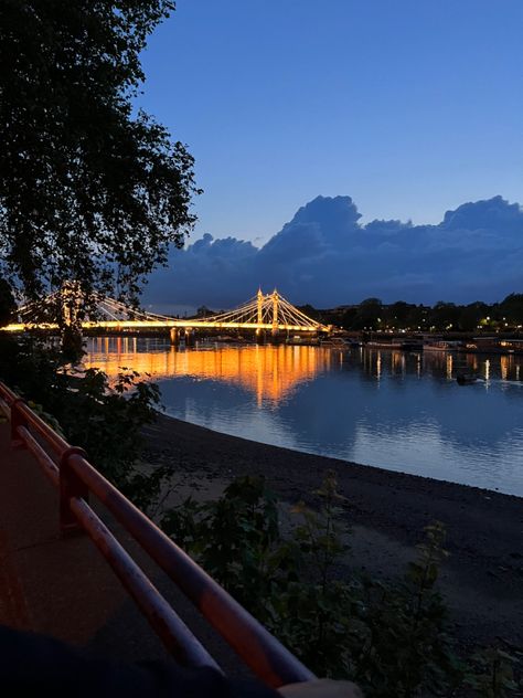 View of Albert Bridge from Battersea Park at sunset Battersea Park London, Battersea Park, London Park, Summer 2024, Vision Board, Bridge, London