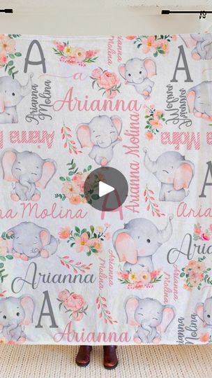 Personalized Name Floral Elephant Blanket | 🎁🎄Personalized Floral Name Blankets for Kids! 
✨ 5 sizes, Sherpa & Flannel
✨ Customize initials and names on a blanket. | By Callie GiftsFacebook Blankets For Kids, Name Blankets, Floral Elephant, Elephant Blanket, 10k Views, Blanket Personalized, A Blanket, Jewelry Crafts, Blankets