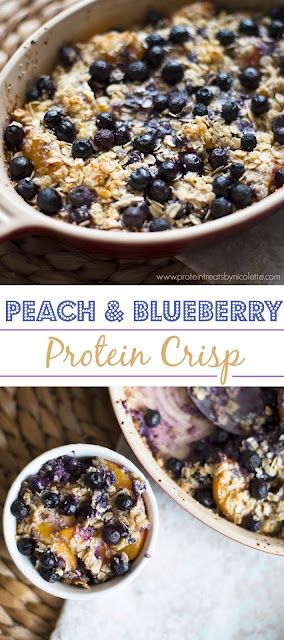 Blueberry Crisp Healthy, Peach And Blueberry Crisp, Gluten Free Blueberry Recipes, Peach Blueberry Crumble, Gluten Free Cobbler, Peach Blueberry Crisp, Healthy Protein Desserts, Gluten Free Peach Cobbler, Bright Line Eating Recipes