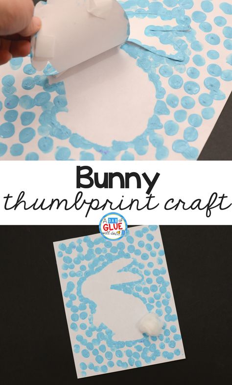 Spring and Easter Crafts are so much fun! This Bunny Thumbprint Art is a great activity to do during springtime with your students! #easter #art Påskeaktiviteter For Barn, Thumbprint Crafts, Thumbprint Art, Bunny Craft, Fingerprint Art, Easter Preschool, Spring Crafts For Kids, Wine Bottle Diy Crafts, Drawing Step