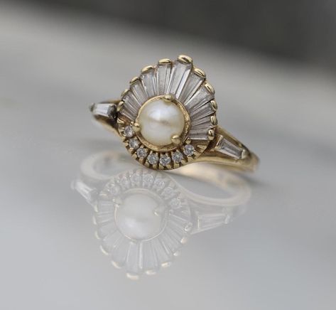 Pearl engagement rings