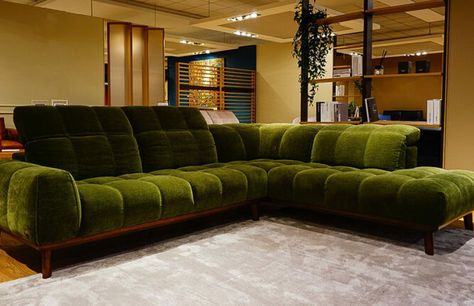 Natuzzi Editions - C141 Forest Green Fabric Corner Sofa Natuzzi Editions, House Dream, Corner Unit, Furniture Companies, Mid Century Style, 3 Seater Sofa, Green Fabric, Corner Sofa, Seater Sofa