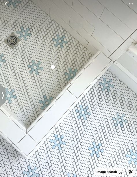 Beach House Bathrooms, Centsational Style, Beach Home Interiors, Blue Bathroom Tile, Beach House Bathroom, House Bathrooms, Penny Tile, Young House, Cottage Bathroom