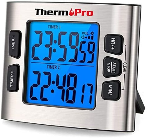 ThermoPro TM02 Digital Kitchen Timer with Dual Countdown Stop Watches Timer/Magnetic Timer Clock with Adjustable Loud Alarm and Backlight LCD Big Digits/ 24 Hour Digital Timer for Kids Teachers White Apple Watch Band, Kindle Paperwhite Case, Electric Standing Desk, Kitchen Timer, Timer Clock, Soccer Practice, Kitchen Timers, Digital Timer, Countdown Timer