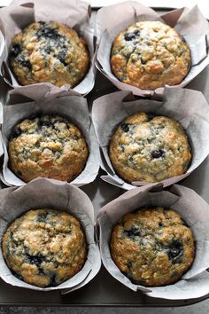 Blueberry Banana Oatmeal Muffins, Blueberry Banana Oatmeal, Banana Blueberry Oatmeal Muffins, Banana Oatmeal Muffins, 100 Calorie, Oatmeal Muffins, Banana Oatmeal, Banana Blueberry, Blueberry Muffins