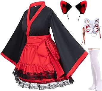 Elibelle Japanese anime red and white kimono fox cosplay costume with socks Red And White Kimono, White Kimono Dress, Kimono And Dress, Fox Cosplay, Fox Costume, Dress Websites, Kitsune Fox, Traditional Japanese Kimono, Anime Kimono