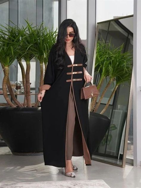 Just like the photos great quality! Ramadan Kimono, Abaya Fashion Modern, Fashion African Dresses, Abaya Noir, Abaya Kimono, White Kimono, Abaya Style, Dresses For, Black Kimono