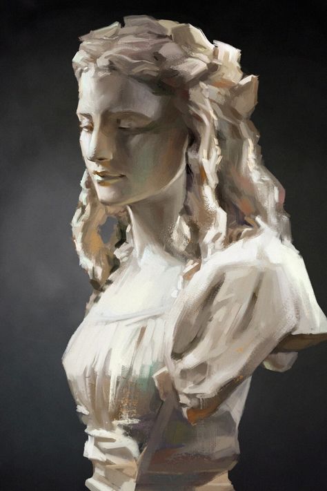 Greek Statues Paintings, Statue Painting Oil On Canvas, Observational Oil Painting, Roman Statue Painting, Painting Of A Statue, Paintings Of Sculptures, Paintings Of Statues, Cast Drawing Reference, Drawings Of Statues