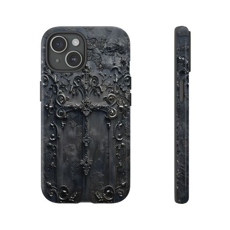 IMPORTANT: Please note that while this design appears 3D, it will be printed on a flat surface. The design has a leather 3D effect. Please check the material in the description below. Embrace edgy style with our Skull Dark Aesthetic iPhone cover, perfect for those seeking a premium, gothic-inspired accessory. Effortless Application: Simply snap the case onto your phone and you're good to go. Enhanced Functionality: Our meticulously designed cases ensure seamless access to all ports and connector Skull Dark Aesthetic, Cross Phone Case, Gothic Phone Case, Gothic Cross, Aesthetic Phone Case, Black Phone Case, Iphone Cover, Coque Iphone, Phone Covers