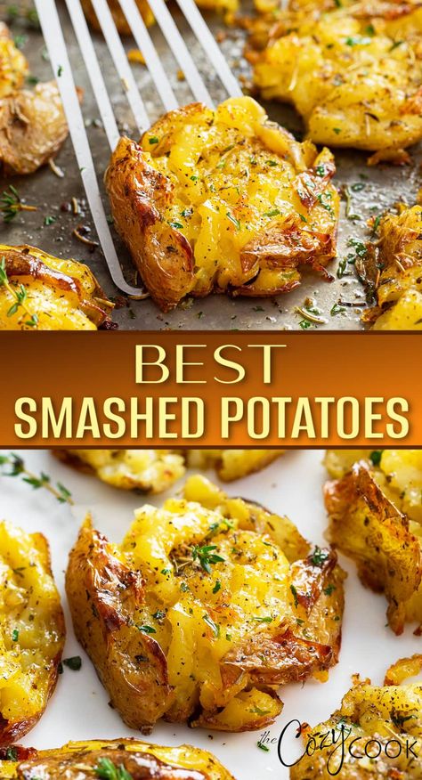 Best Side Dish, Smashed Potatoes Recipe, Crispy Smashed Potatoes, Potato Recipes Side Dishes, Pork Steak, Smashed Potatoes, Potato Side Dishes, Veggie Side Dishes, Potatoes Recipe