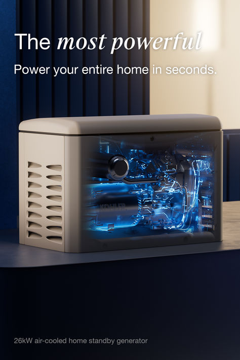 The power you need, when you need it. Power your whole home faster than ever with the new KOHLER 26 kW home generator. Decking Ideas, Whole House Generators, Buck Stove, Wood Pellet Stoves, Pellet Stove Inserts, Safety Kit, Natural Gas Generator, Smart Home Appliances, Generator House