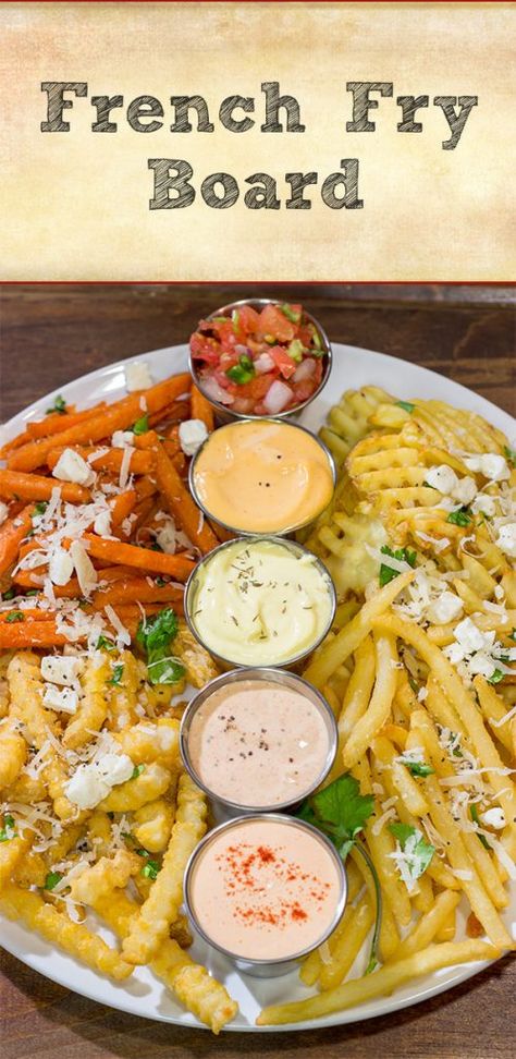 French Fries Bar Ideas, Fun French Fries, French Fries Appetizers, French Fry Board Ideas, French Fry Toppings, French Fry Bar Ideas, Fry Bar Ideas, Fries Toppings Ideas, Gourmet French Fries